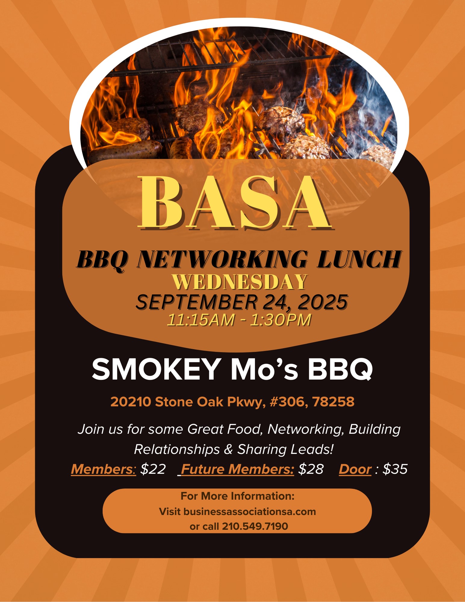 BASA BBQ Networking Lunch at Smokey Mo's BBQ flyer