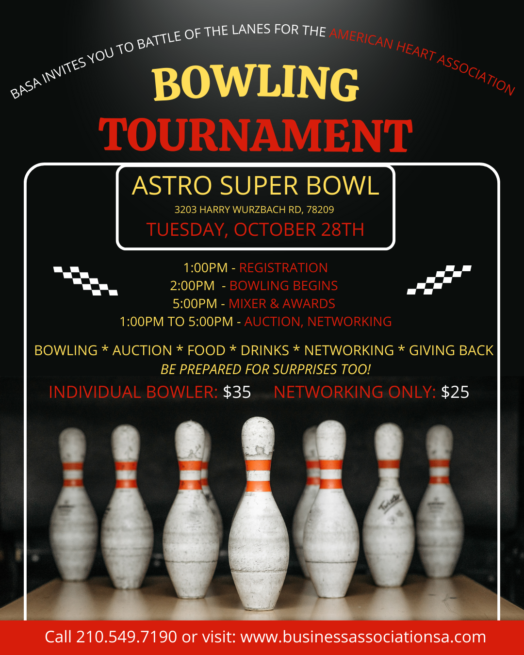 BASA Bowling Tournament for the American Heart Association flyer