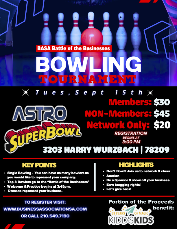 BASA "Battle of the Businesses" Bowling Tournament flyer