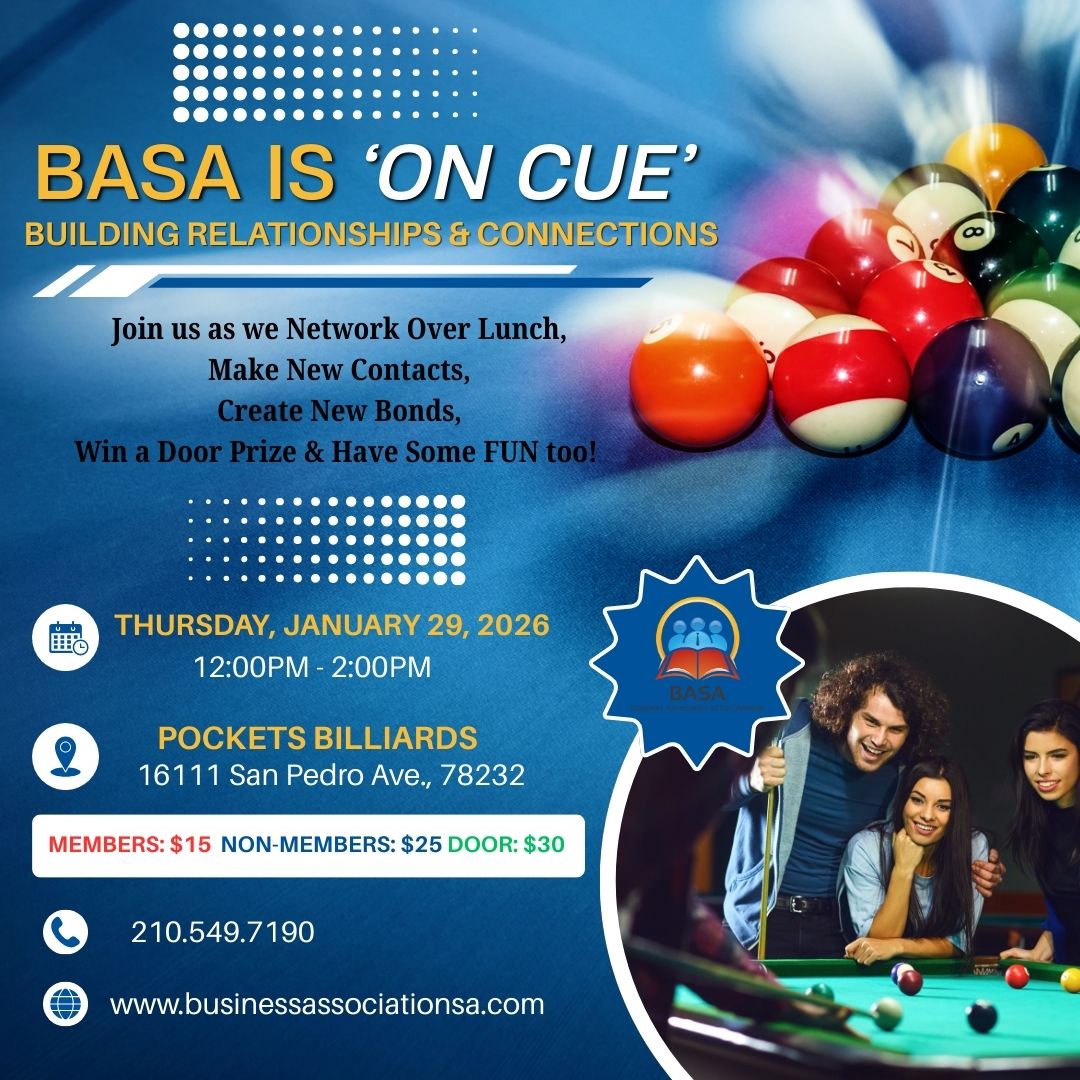 BASA is 'ON CUE' - Networking at Pockets Billiards! flyer