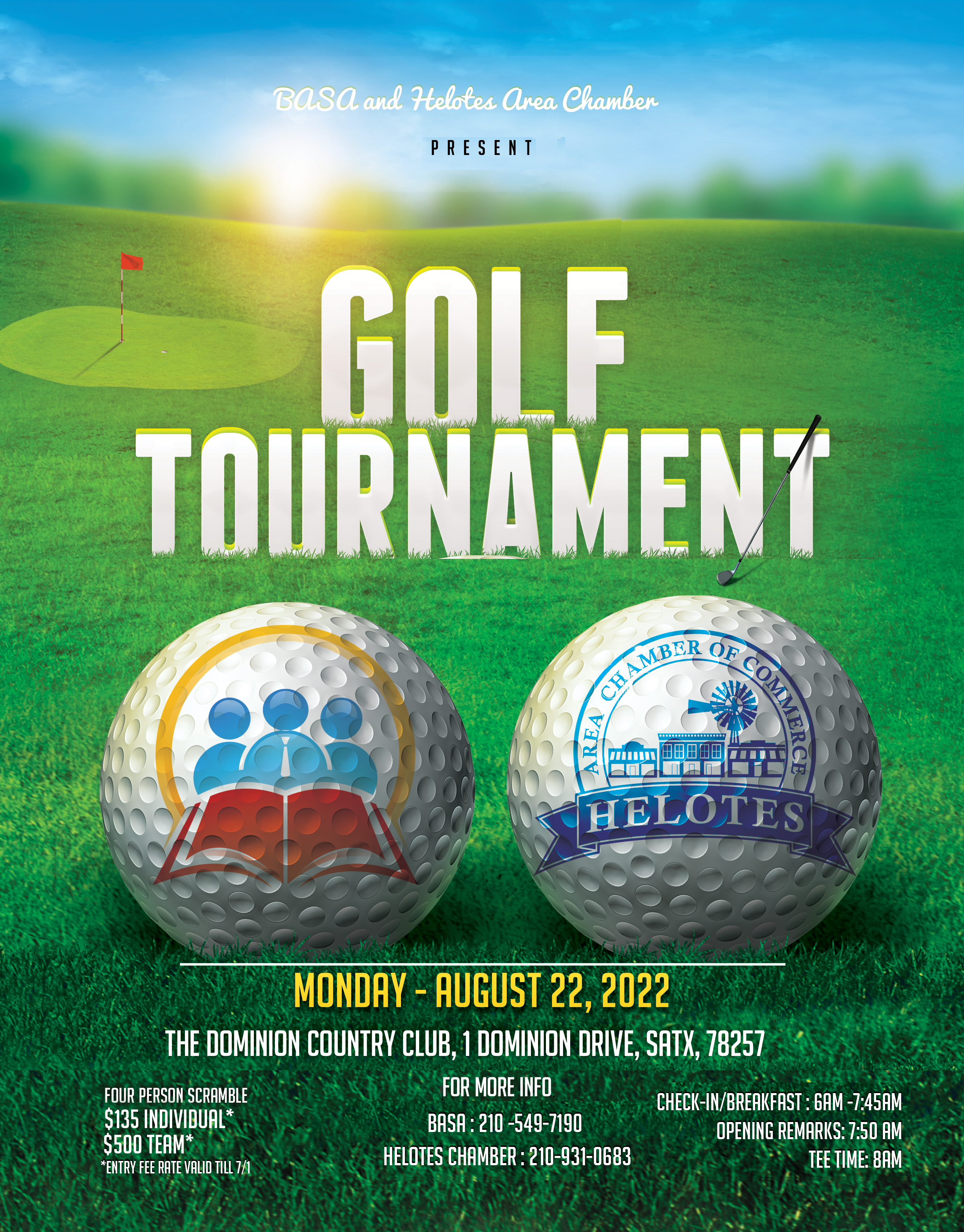 BASA Golf Tournament 2022 flyer