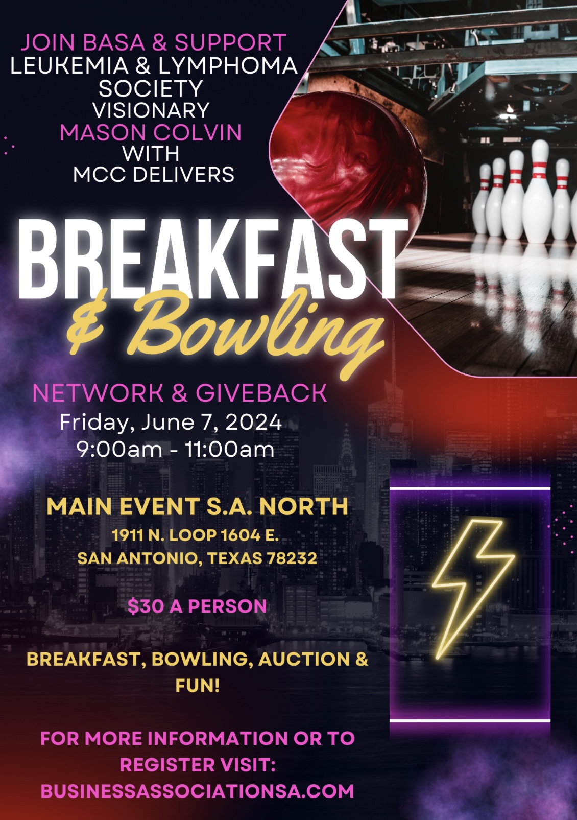 Breakfast and Bowling with BASA flyer