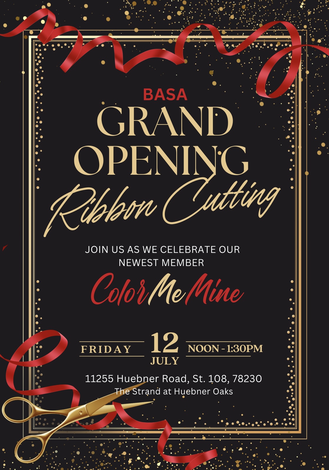 Ribbon Cutting @Color Me Mine flyer