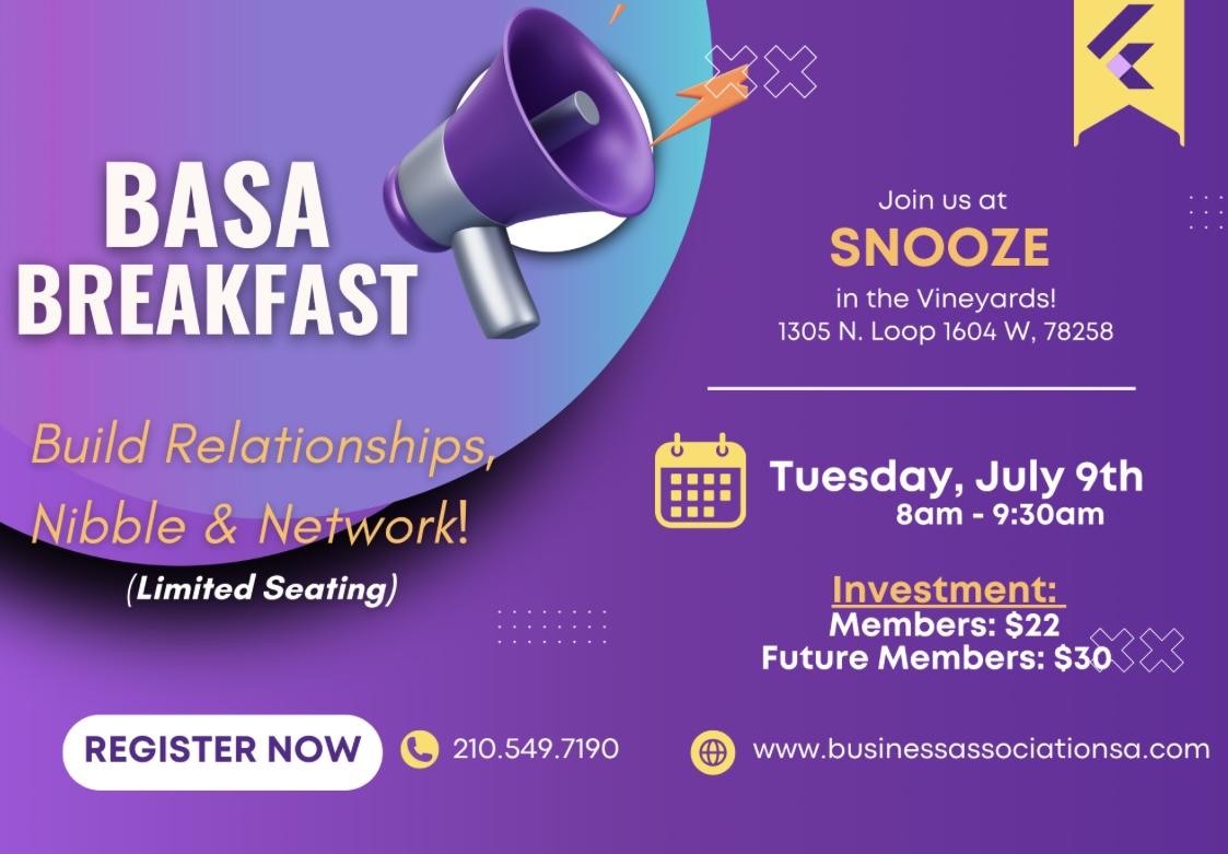 BASA Networking Breakfast flyer