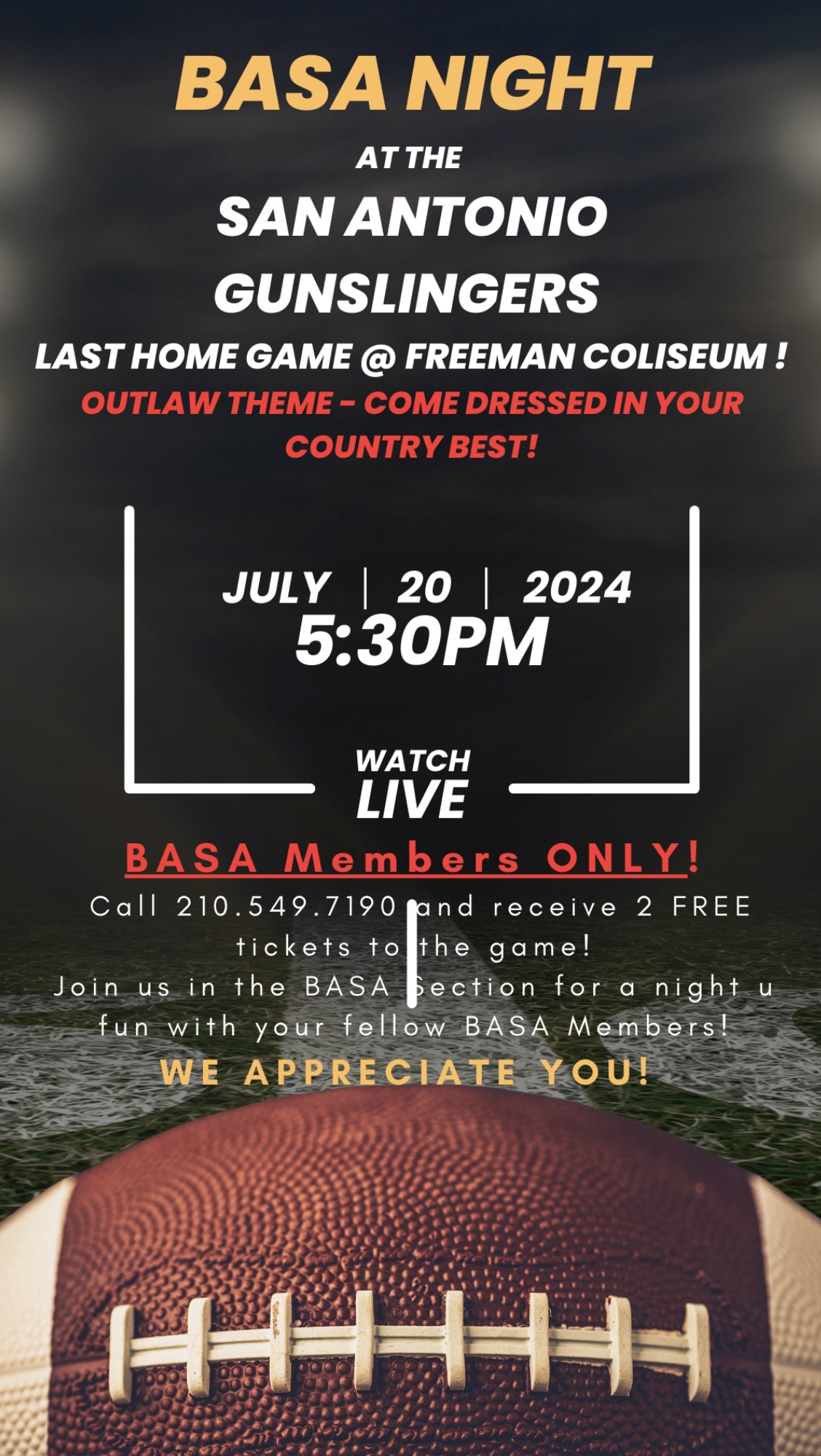BASA Night @ SA Gunslingers flyer