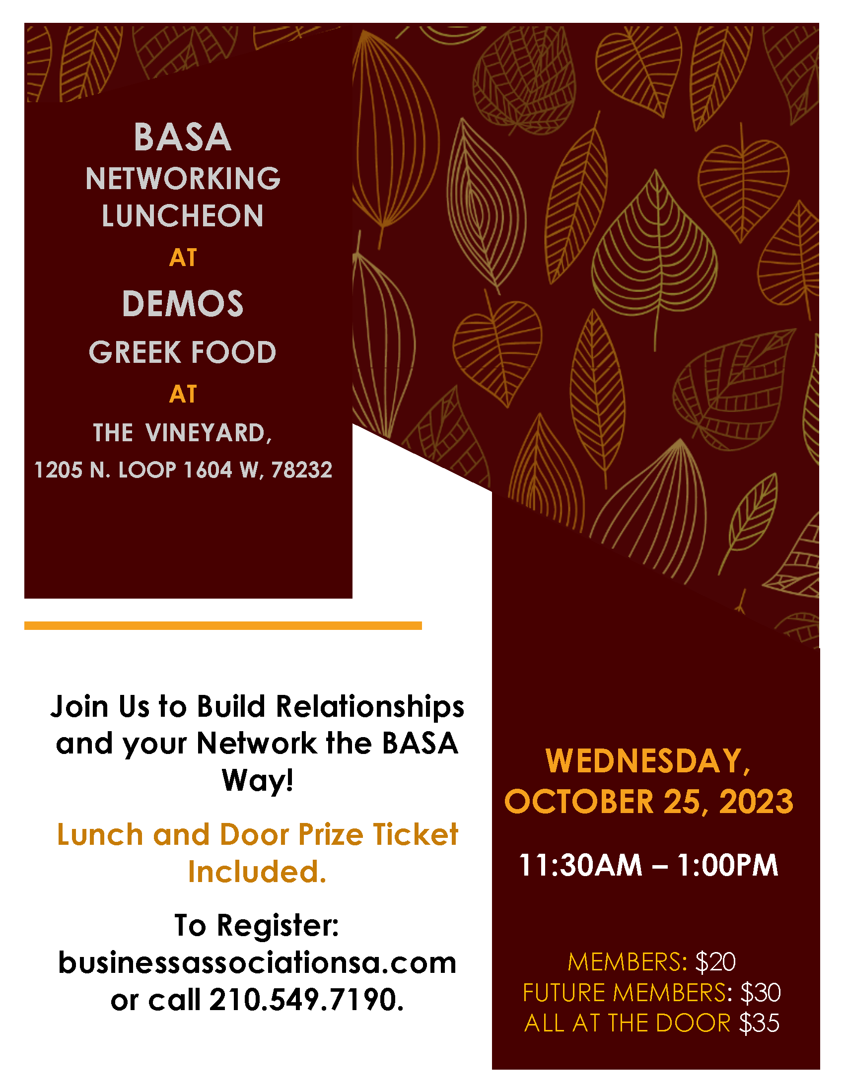 NETWORKING LUNCHEON @ Demos flyer