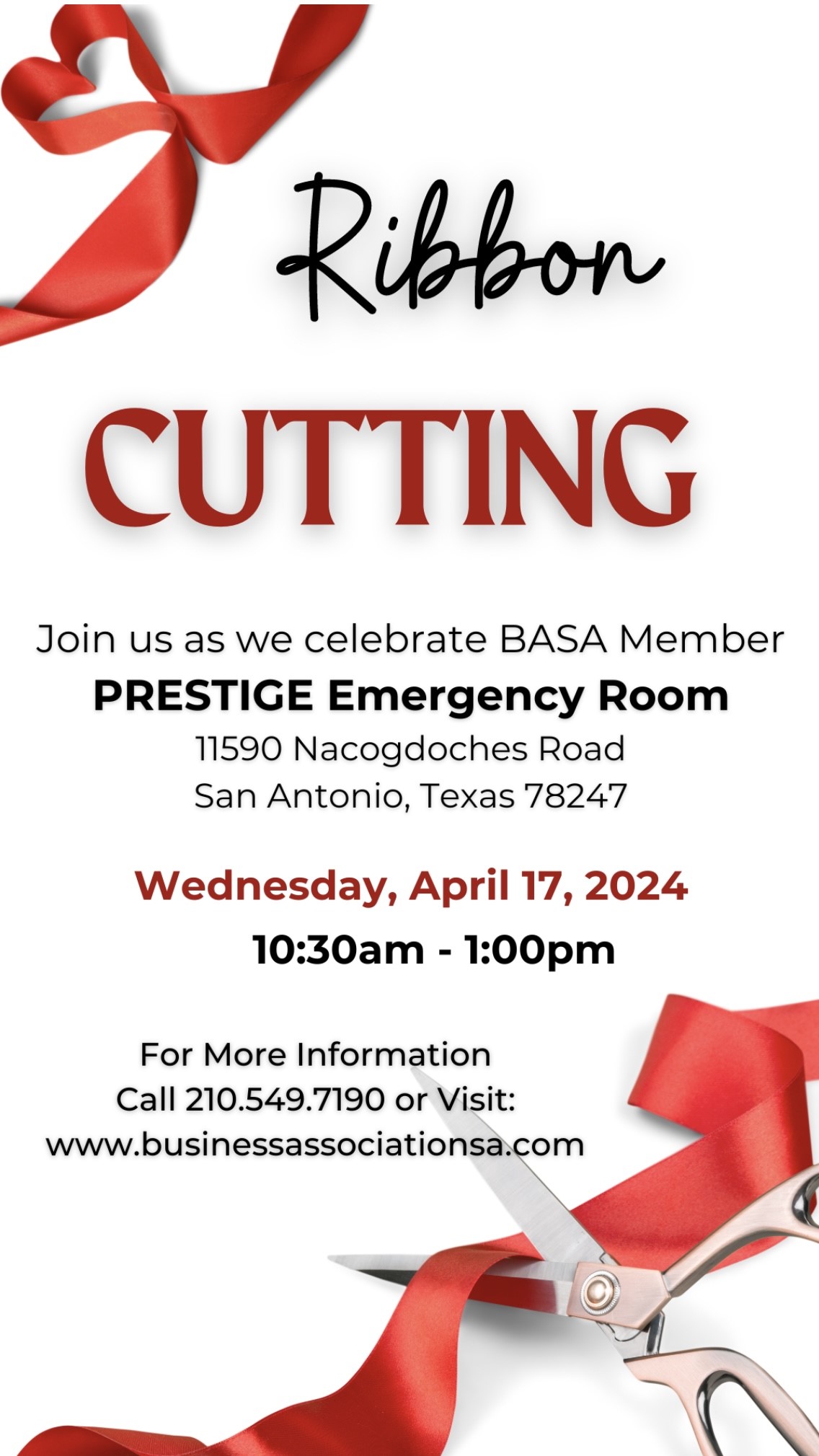 Ribbon Cutting @Prestige Emergency Room flyer