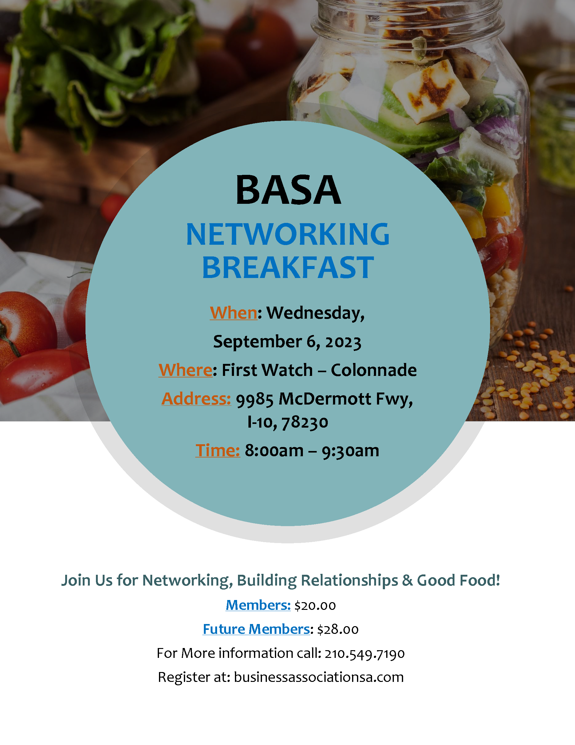 Breakfast Mixer @First Watch flyer
