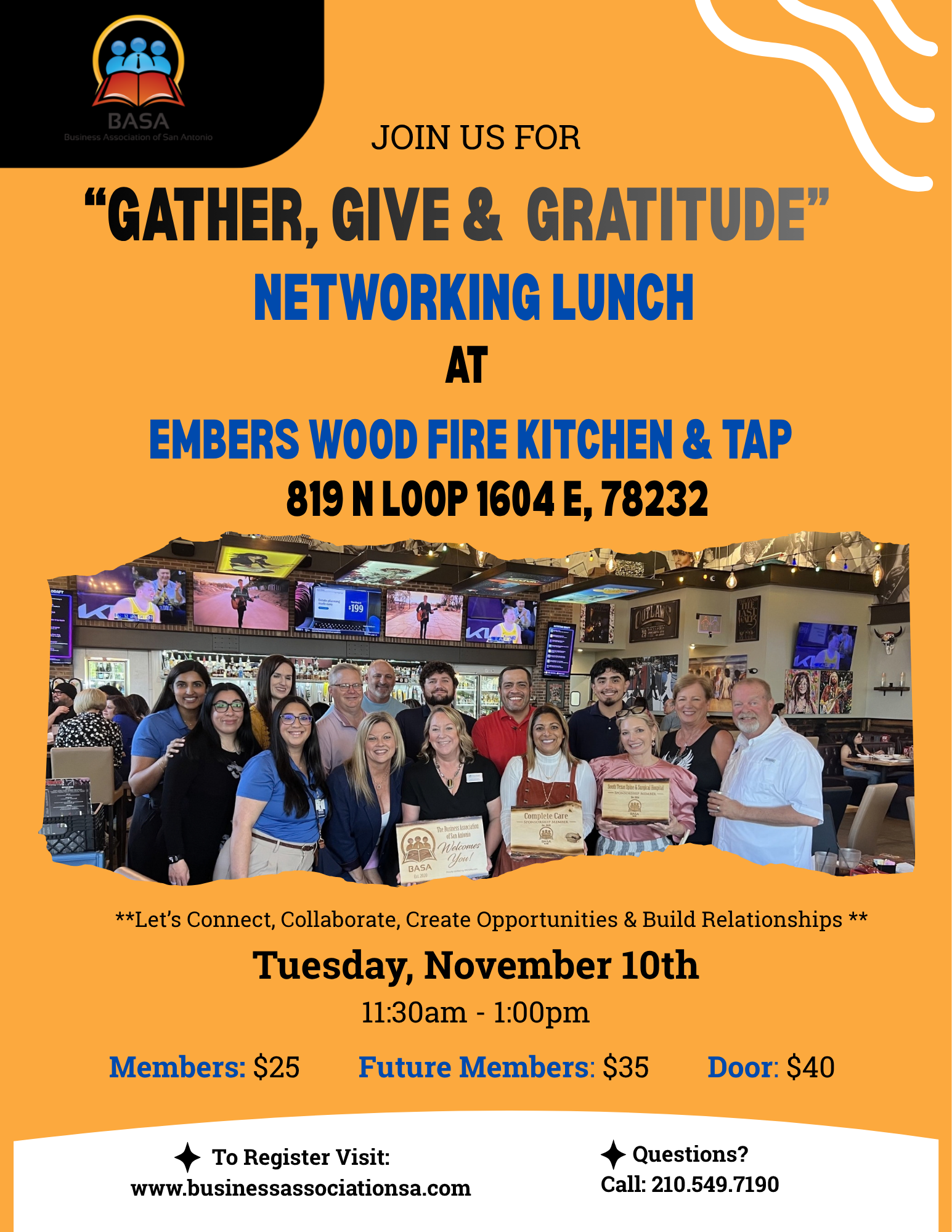 "Gather, Give & Gratitude" Networking Lunch flyer