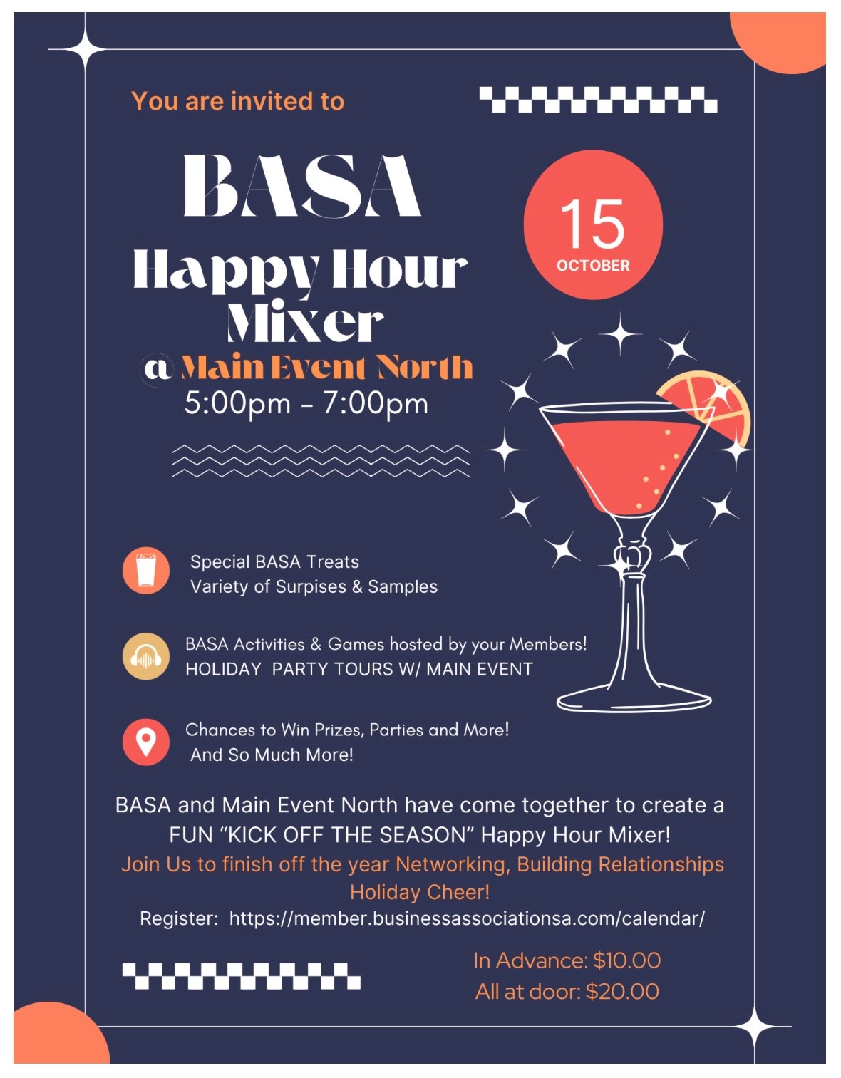 Happy Hour Mixer @Main Event flyer