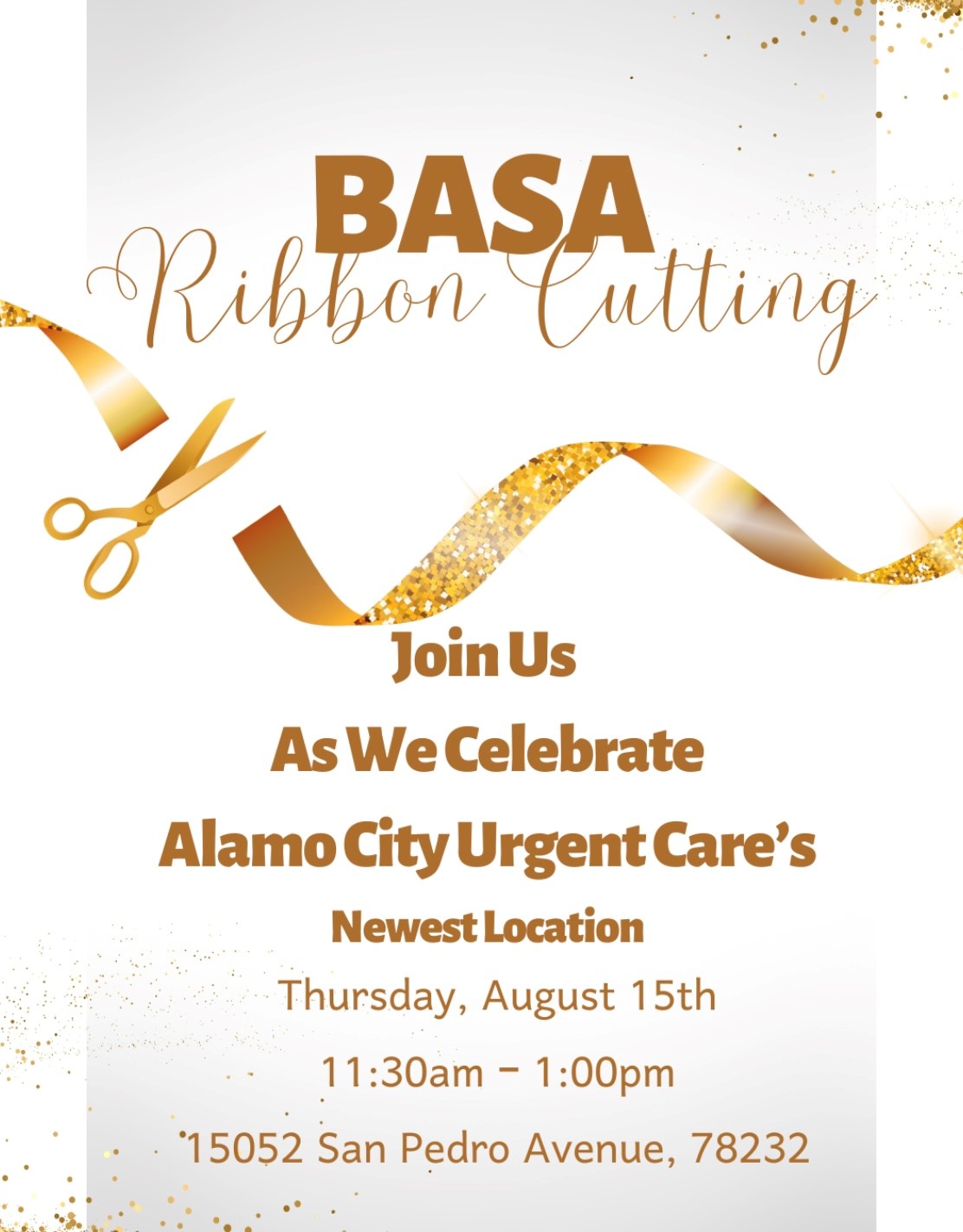 Ribbon Cutting @Alamo City Urgent Care San Pedro flyer