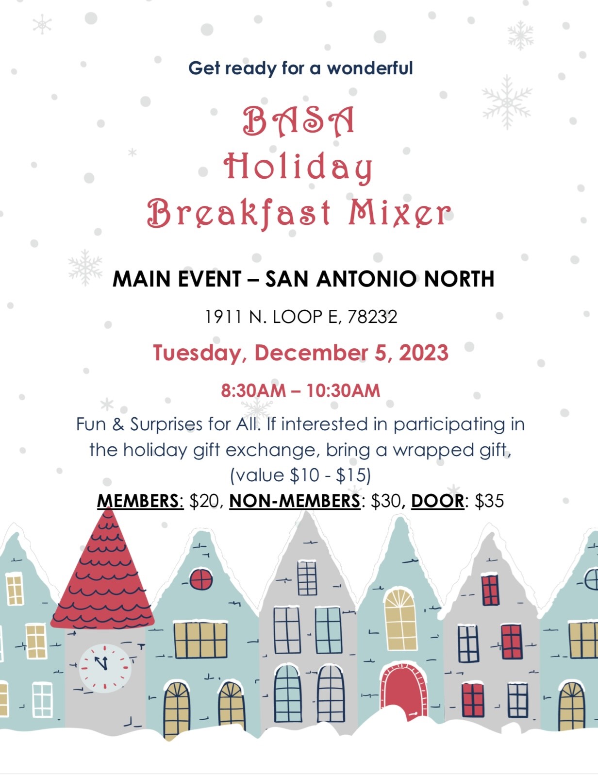 BASA Holiday Breakfast Mixer @ Main Event flyer